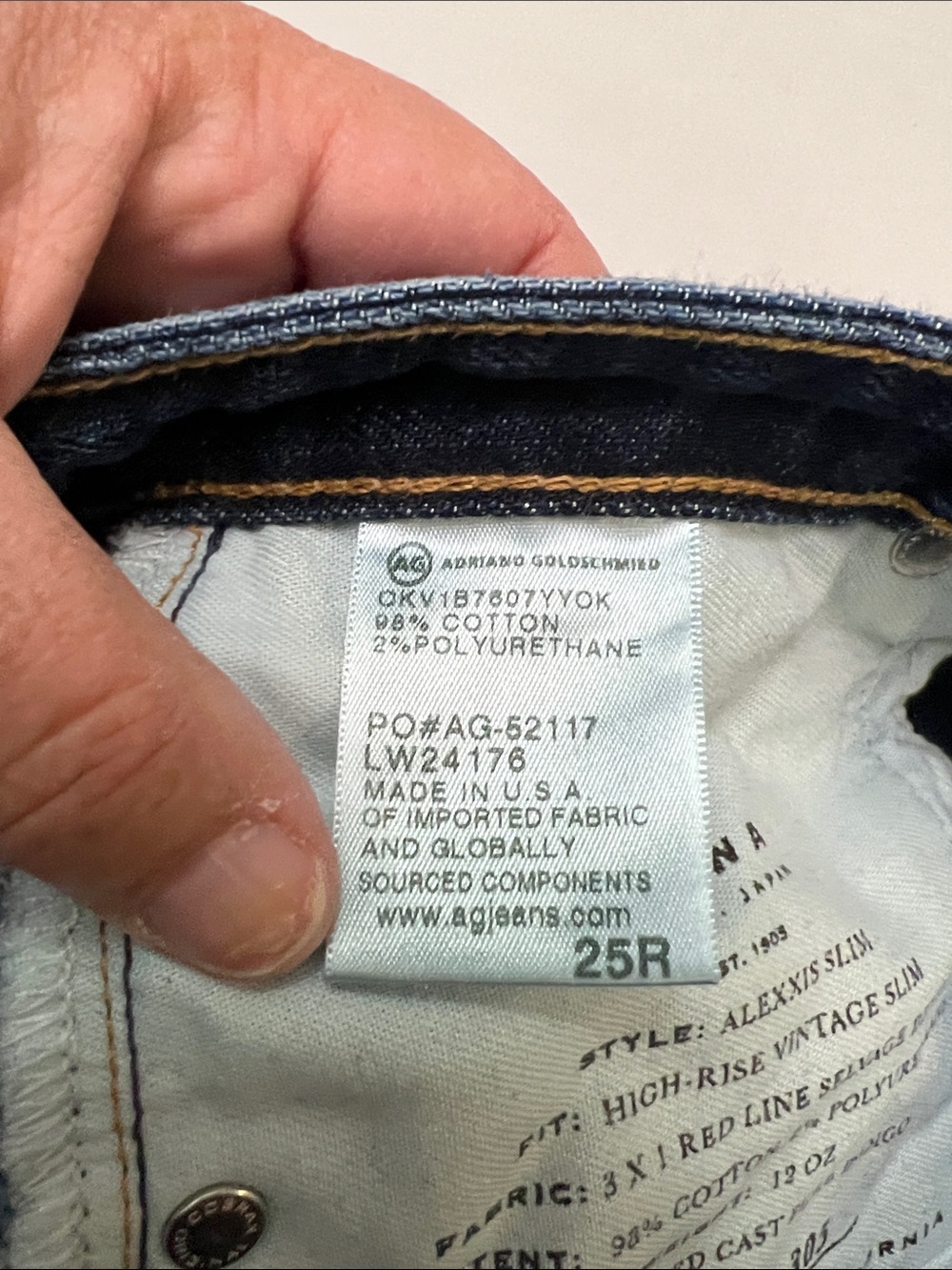 AG Alexxis Slim High Rise Selvage Jeans Women's 25R - SHOWA Japan Denim Limited - Picture 11 of 16